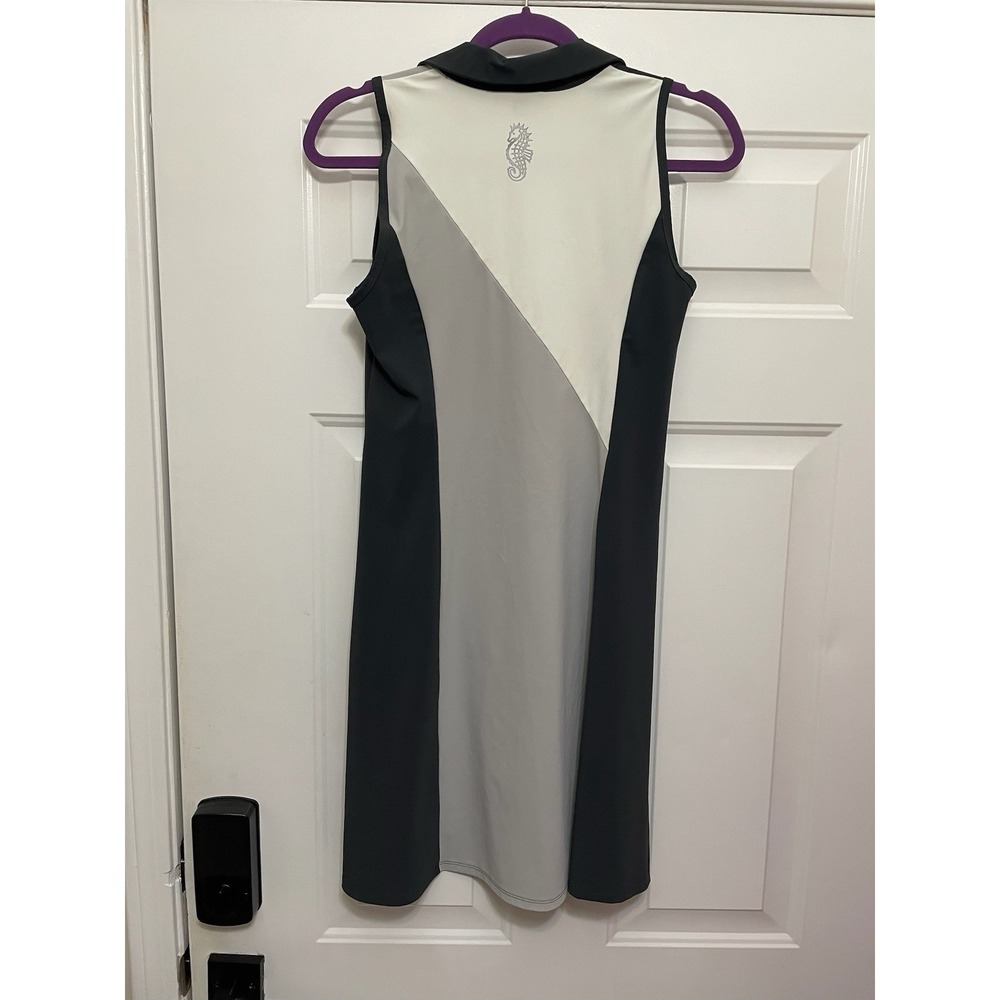 FORAY GOLF Birds In Paradise Gray Black V-Neck Sleeveless Golf Dress Size S - Picture 2 of 4